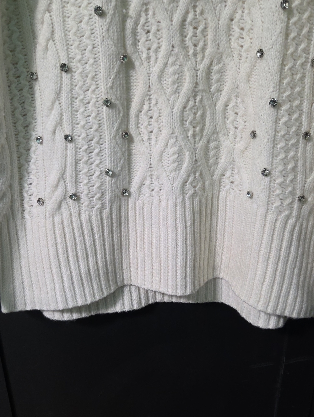 Express Rhinestone Cable Knit Sweater - Picture 3 of 4
